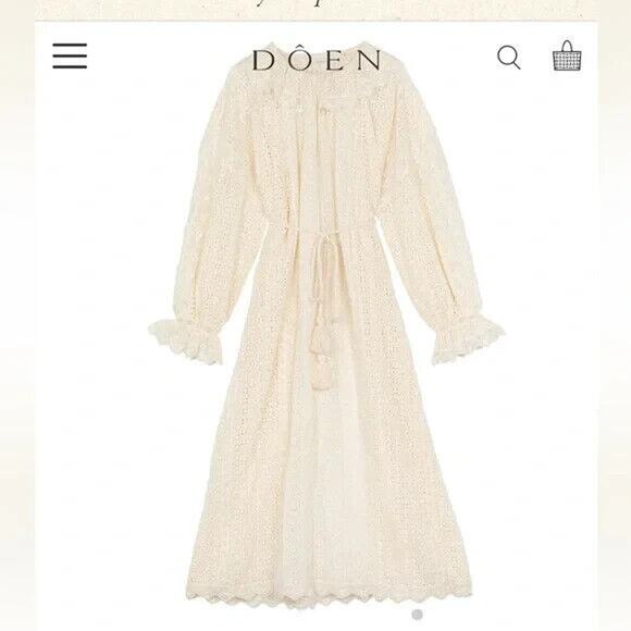 Doen Dresses & Skirts - NWT Doen Persephone Embroidery Midi Dress Sz S Ivory Magnolia Semi Sheer #2J426